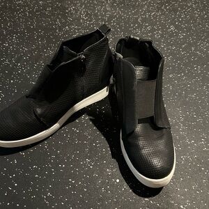 Black High-Top Sneakers with White Soles
